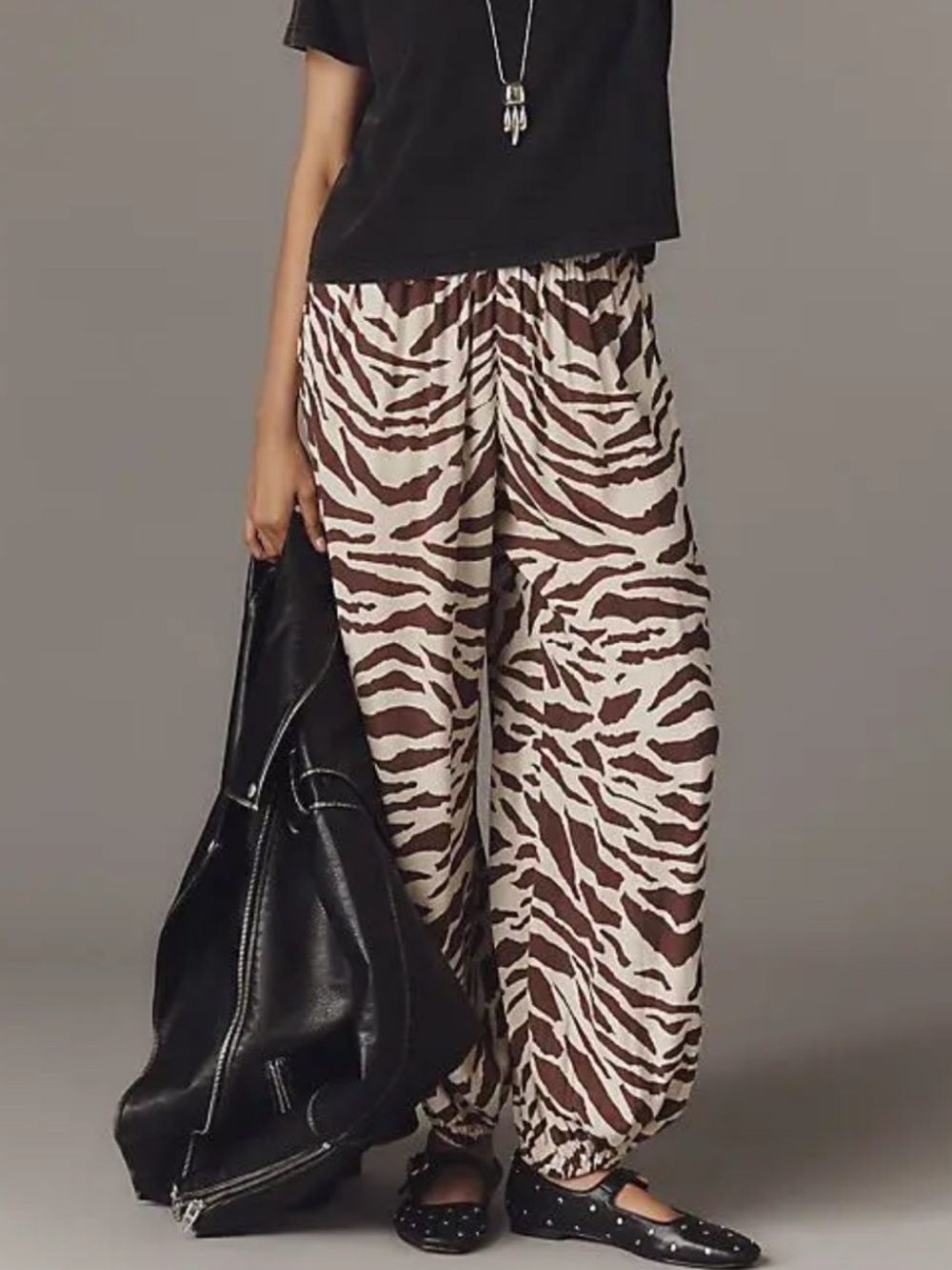 Anthropologie Plenty by Tracy Reese Brown and White Zebra Wide Leg Balloon Pants